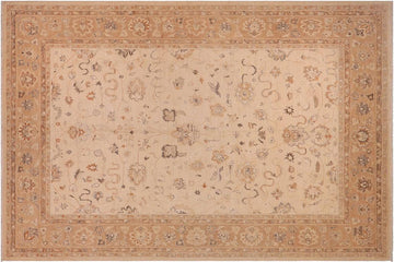 handmade Traditional Kafkaz Chobi Ziegler Beige Tan Hand Knotted RECTANGLE 100% WOOL area rug 9 x 12
